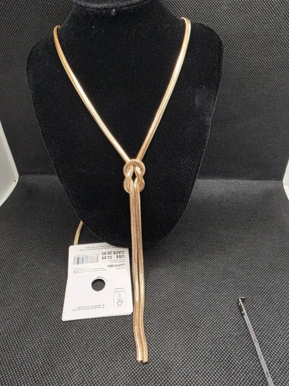 GAP Gold Tone Snake Chain Lariat Knot Necklace 31